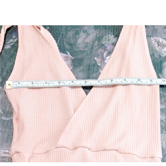 Reformation Macey Bodysuit Sleeveless Tie Shoulder Ribbed Soft Pink Womens Sz S - Picture 7 of 10